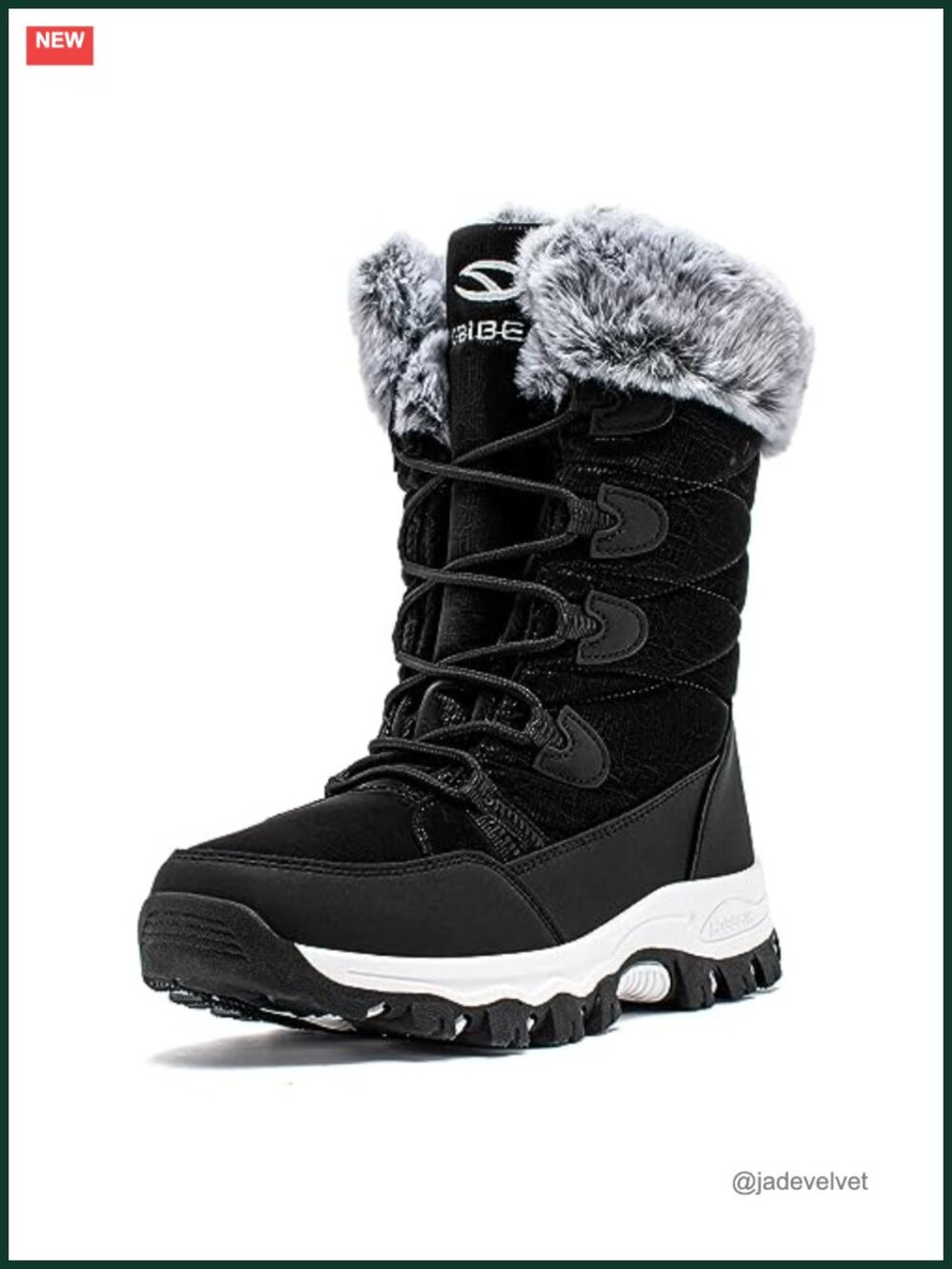 Waterproof Winter Snow Boots Faux Fur Lined Mid-Calf Pull-On